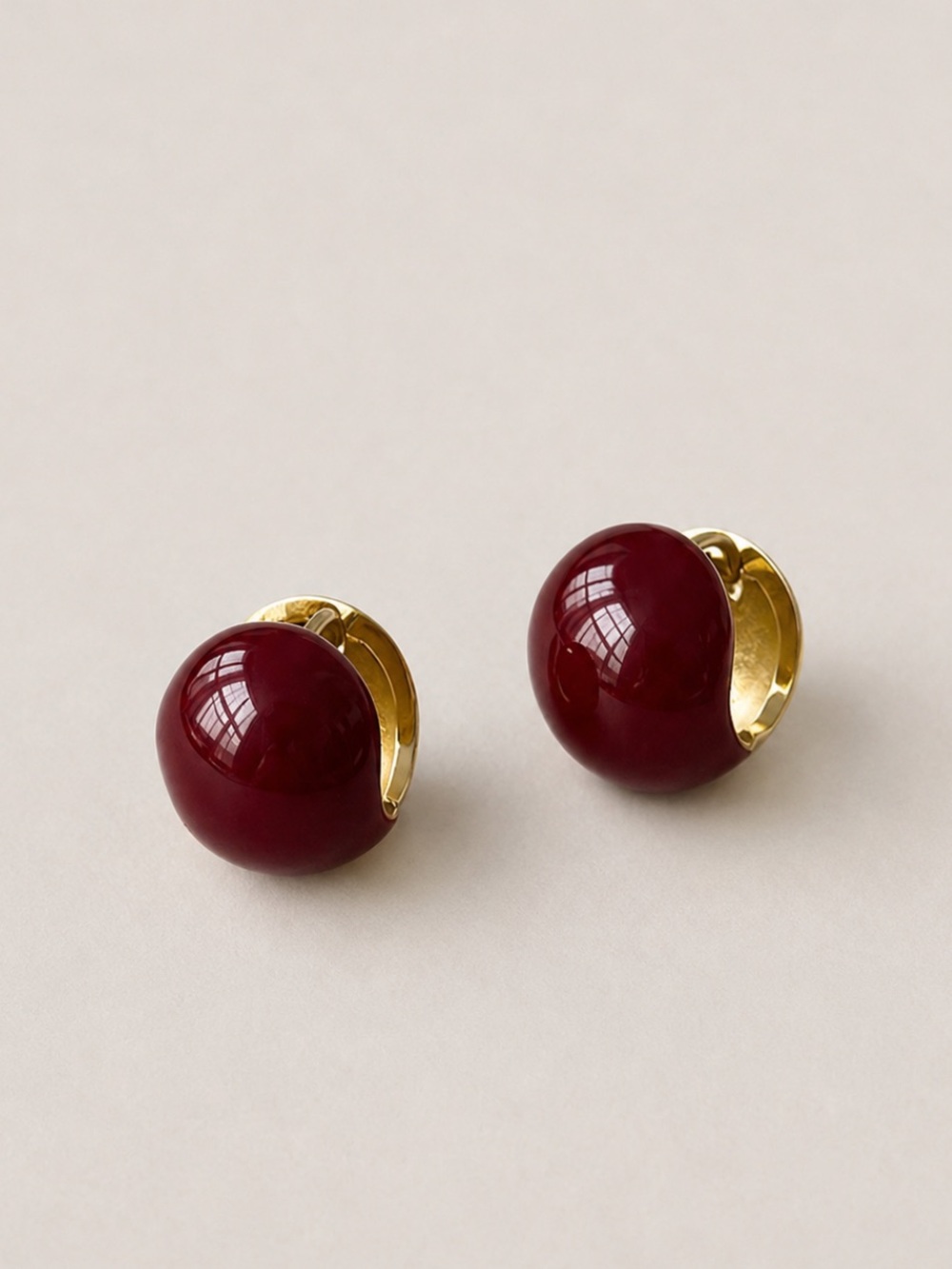 New! Cranberry Red Wine Huggie Hoop Earrings NWOT